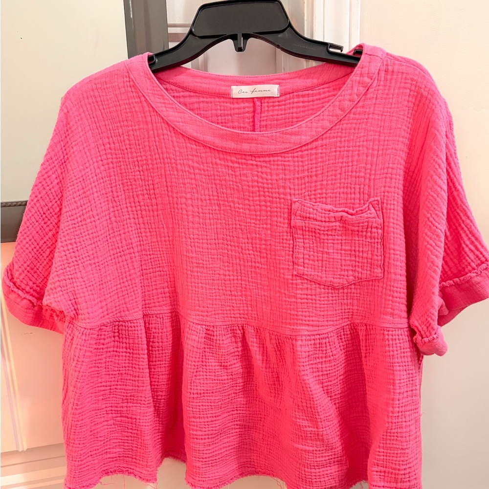 Pink Textured Women's Top